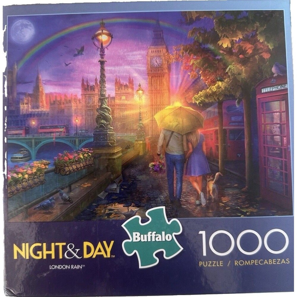 Buffalo Night & Day London Rain 1000-Piece Architecture Cardboard Puzzle SEALED